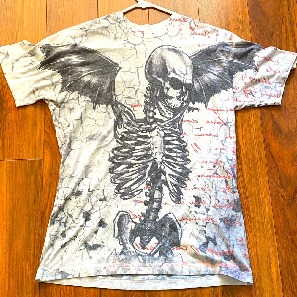 Men's Custom T-Shirt Skeleton Skull Wings